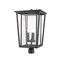 Z-Lite Seoul 3 Light Outdoor Post Mount Fixture, Black & Clear 571PHXLR-BK - alternate 2